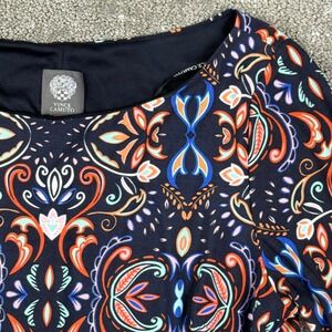 Vince Camuto Sheath Dress Women 14 Navy Multicolor Paisley 3/4 Sleeve Boho NWOT